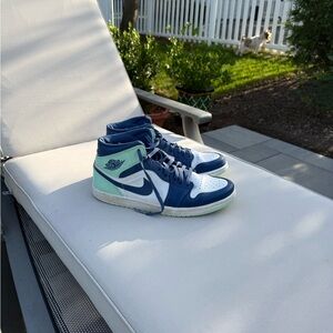 Nike Air Jordans Blue and Mint